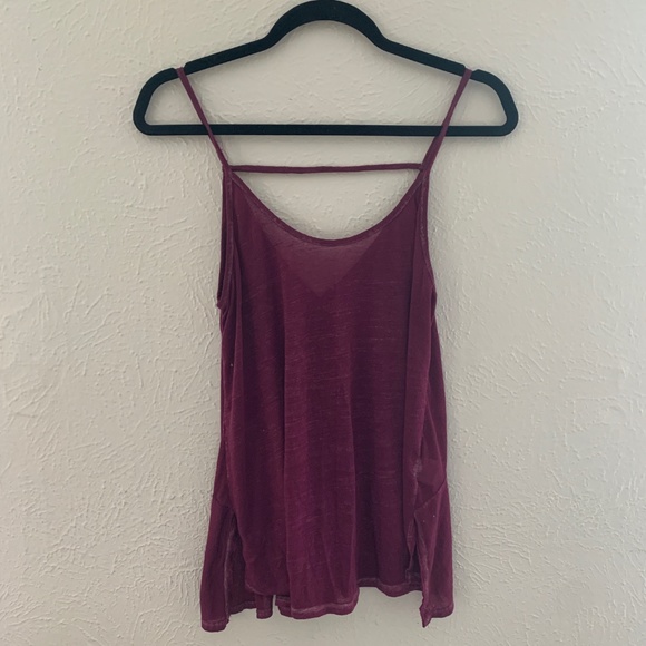 FREE PEOPLE dark maroon swingy tank top Small S - Picture 6 of 7